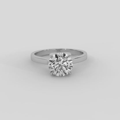 Isabella Bloom Solitaire Emerald Diamond Engagement Ring in Silver