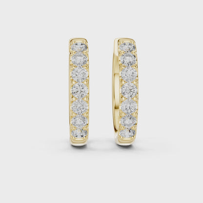 Aria Round Diamond Hoop Earrings in Yellow Gold