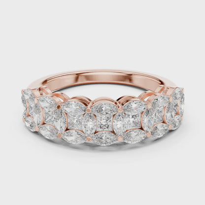 Iris Cluster Marquise & Princess Diamond Fashion Ring in Rose Gold