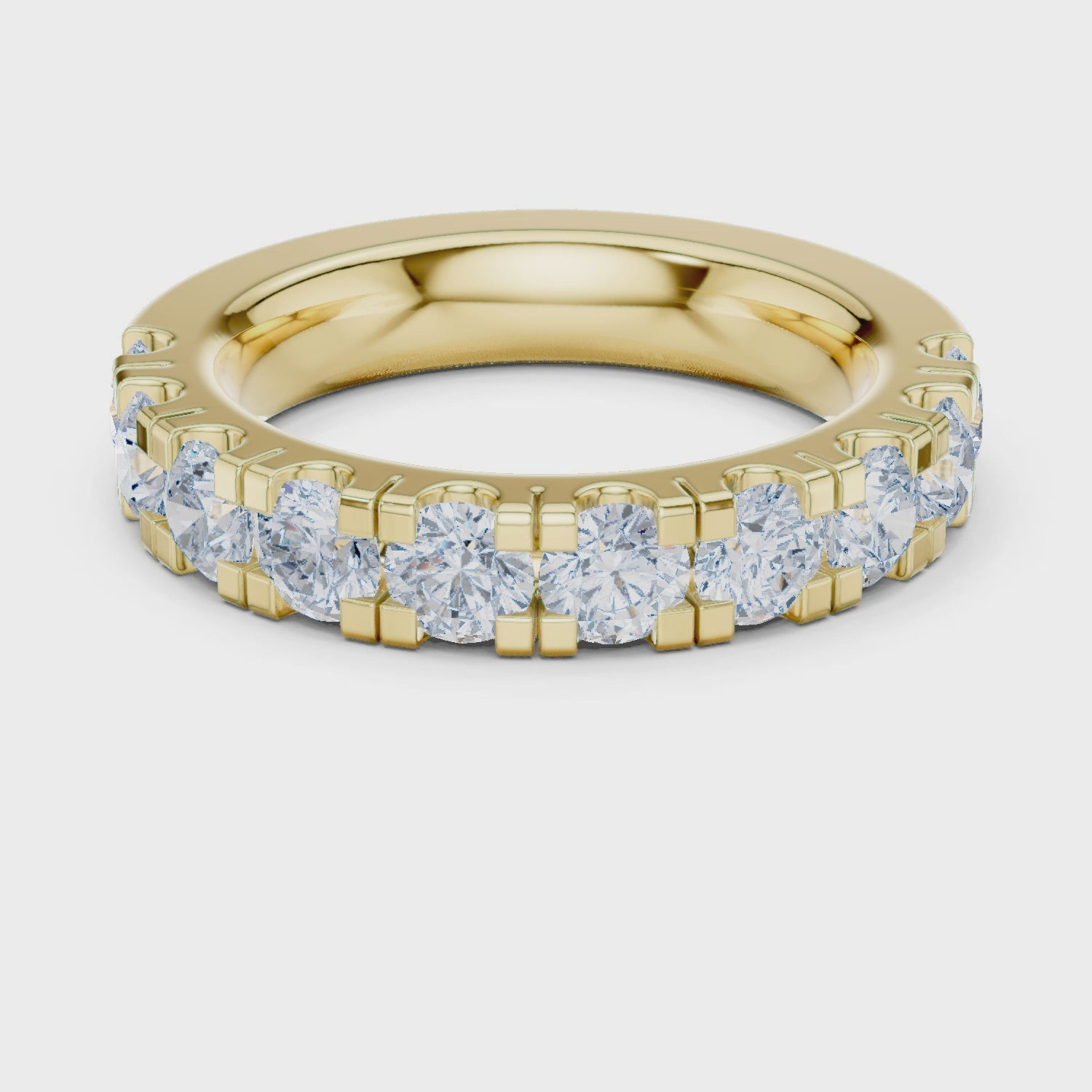 Crest Bar Round Diamond Eternity Band in Yellow Gold