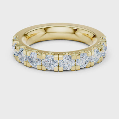 Crest Bar Round Diamond Eternity Band in Yellow Gold
