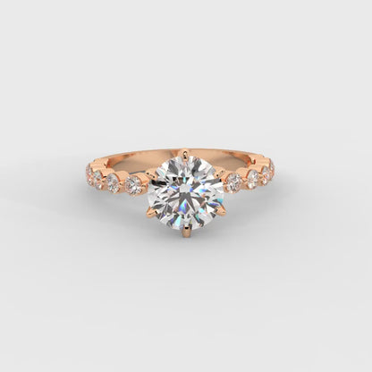 Eleanor Majesty Side Stone Marquise Diamond Engagement Ring in Rose Gold