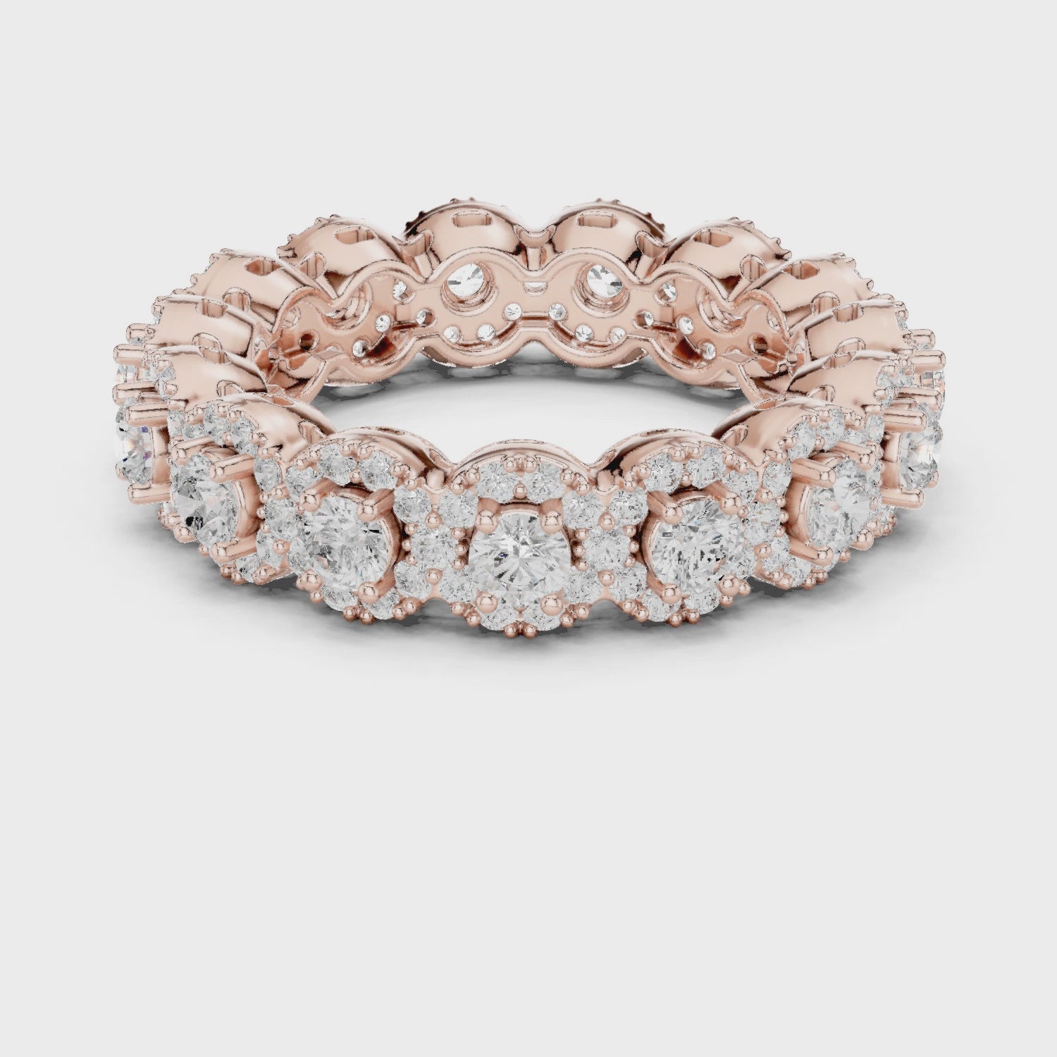 Eden Cluster Round Diamond Eternity Band in Rose Gold
