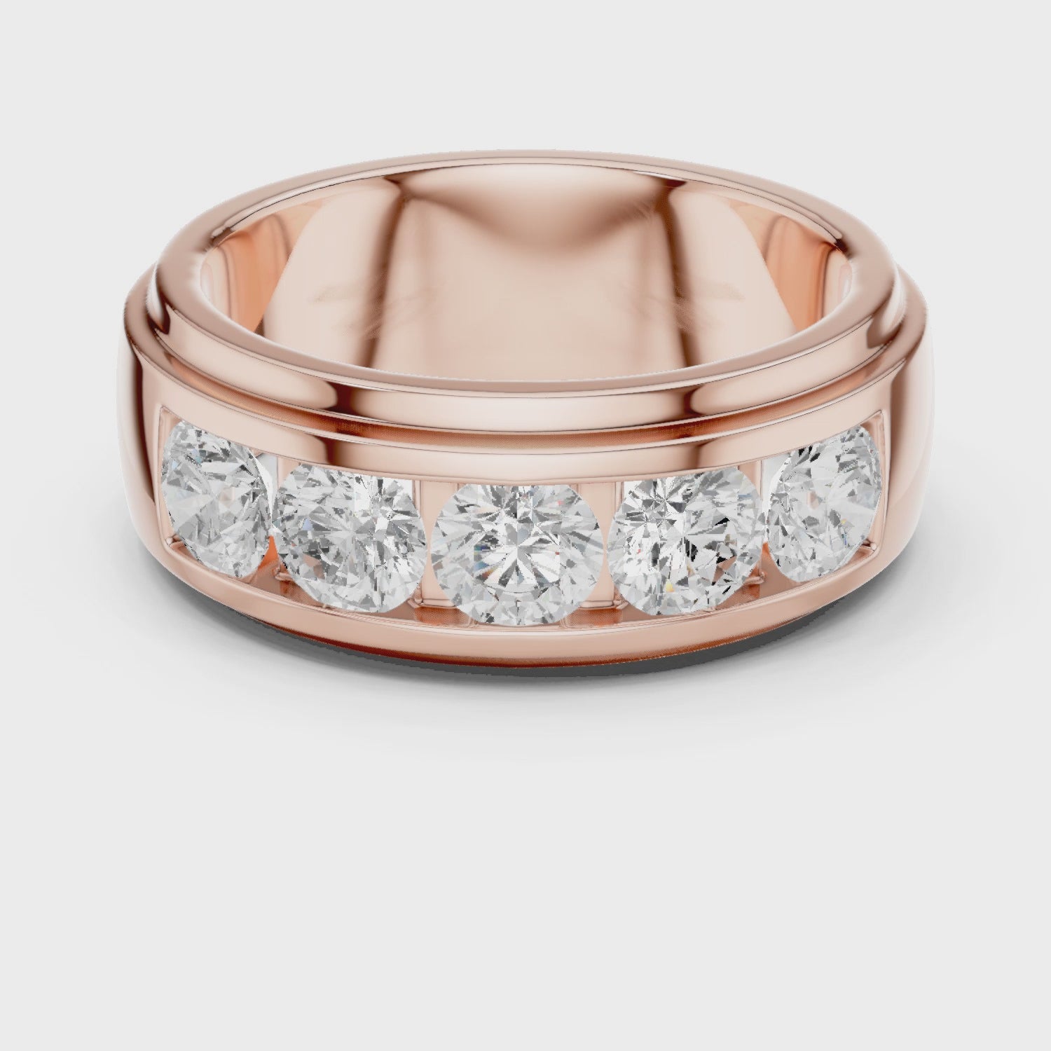 Crest Five-Stone Round Diamond Ring in Rose Gold