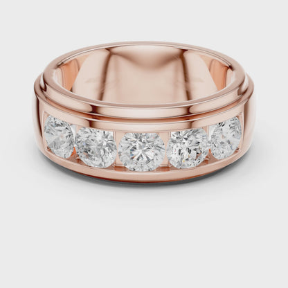 Crest Five-Stone Round Diamond Ring in Rose Gold