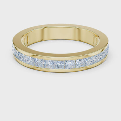 Seamless Channel-Set Princess Diamond Ring in Yellow Gold