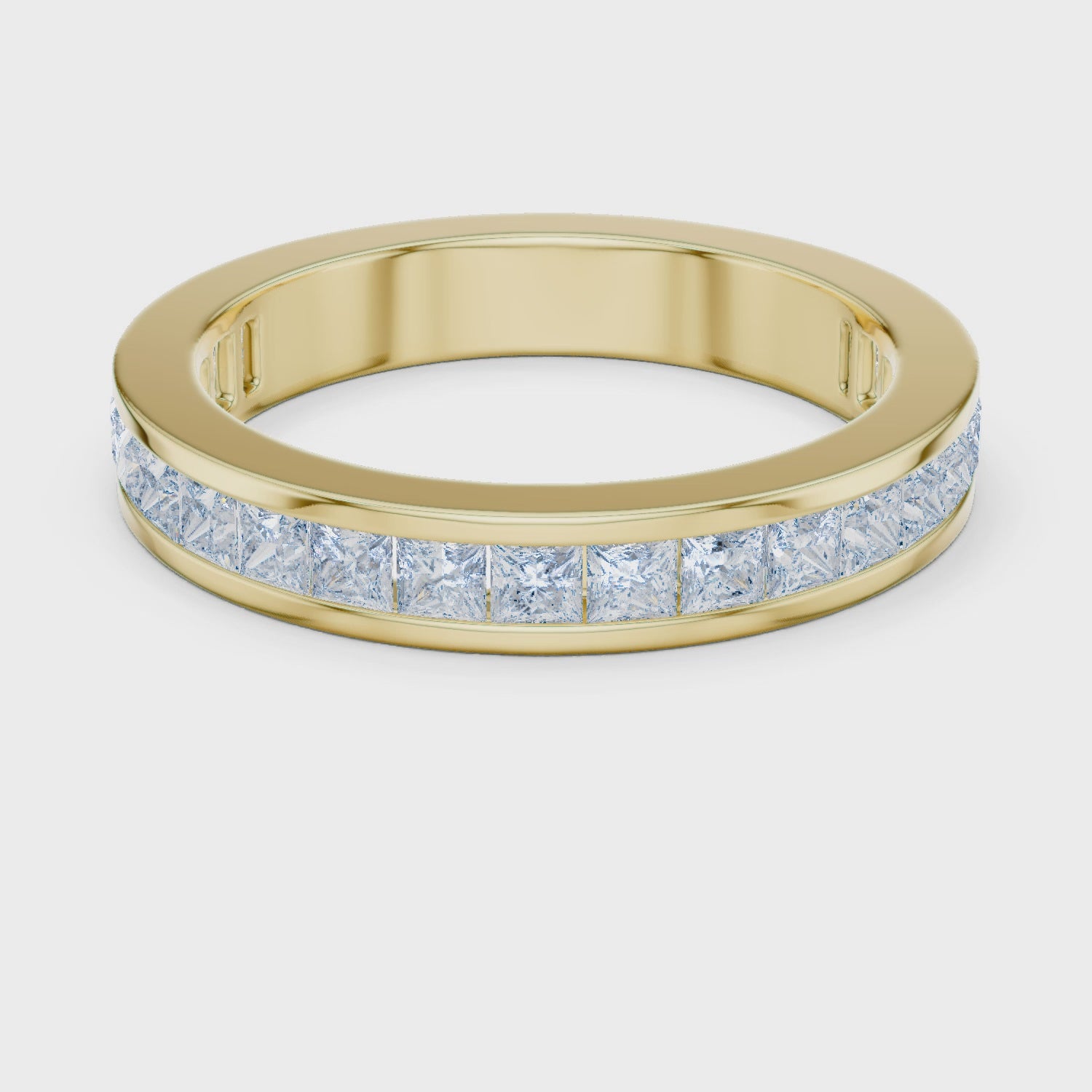 Seamless Channel-Set Princess Diamond Ring in Yellow Gold