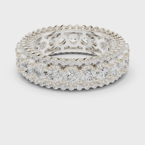 Iris Milgrain Round Diamond Eternity Band in Silver