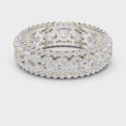 Iris Milgrain Round Diamond Eternity Band in Silver