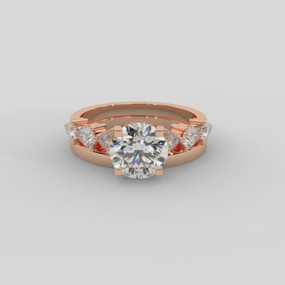 Iris Emerald Diamond Bridal Set in Rose Gold
