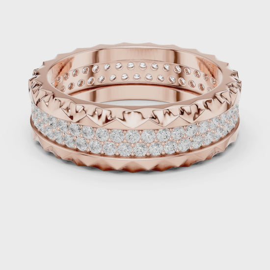 The Sculpted Round Diamond Band in Rose Gold