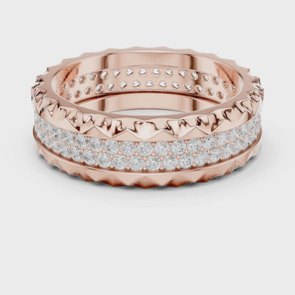 The Sculpted Round Diamond Band in Rose Gold