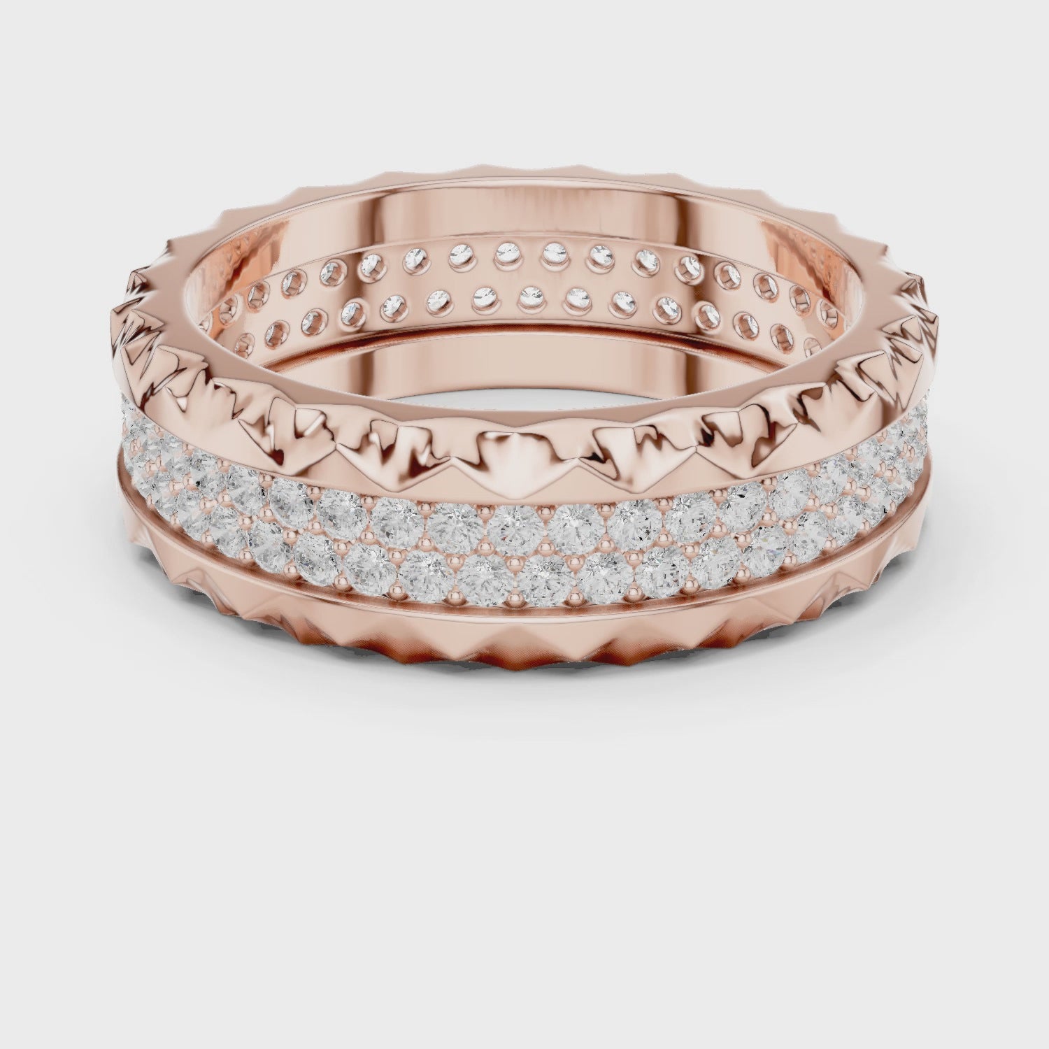 The Sculpted Round Diamond Band in Rose Gold