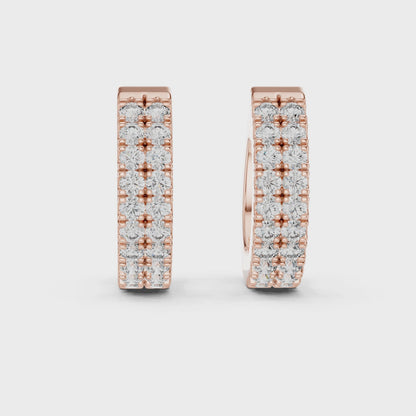 Iris Micropave Round Diamond Hoop Earrings in Rose Gold