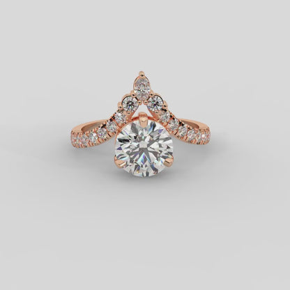 Isabella Legacy Side Stone Asscher Diamond Engagement Ring in Rose Gold