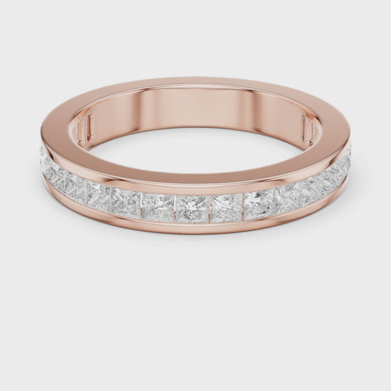 Seamless Channel-Set Princess Diamond Ring in Rose Gold