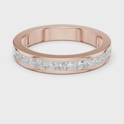 Seamless Channel-Set Princess Diamond Ring in Rose Gold