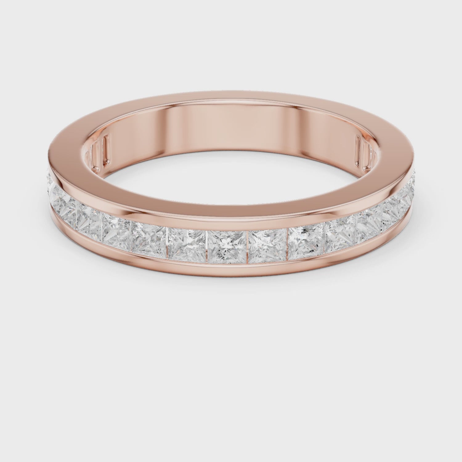 Seamless Channel-Set Princess Diamond Ring in Rose Gold