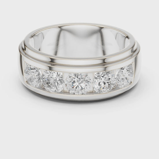 Crest Five-Stone Round Diamond Ring in Silver