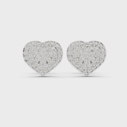 Amour Pave Round Diamond Stud Earrings in Silver