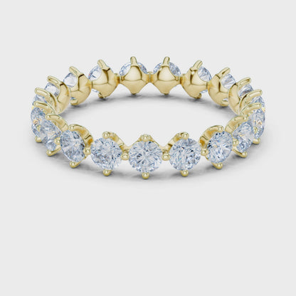 Classic Shared-Prong Round Diamond Eternity Ring in Yellow Gold