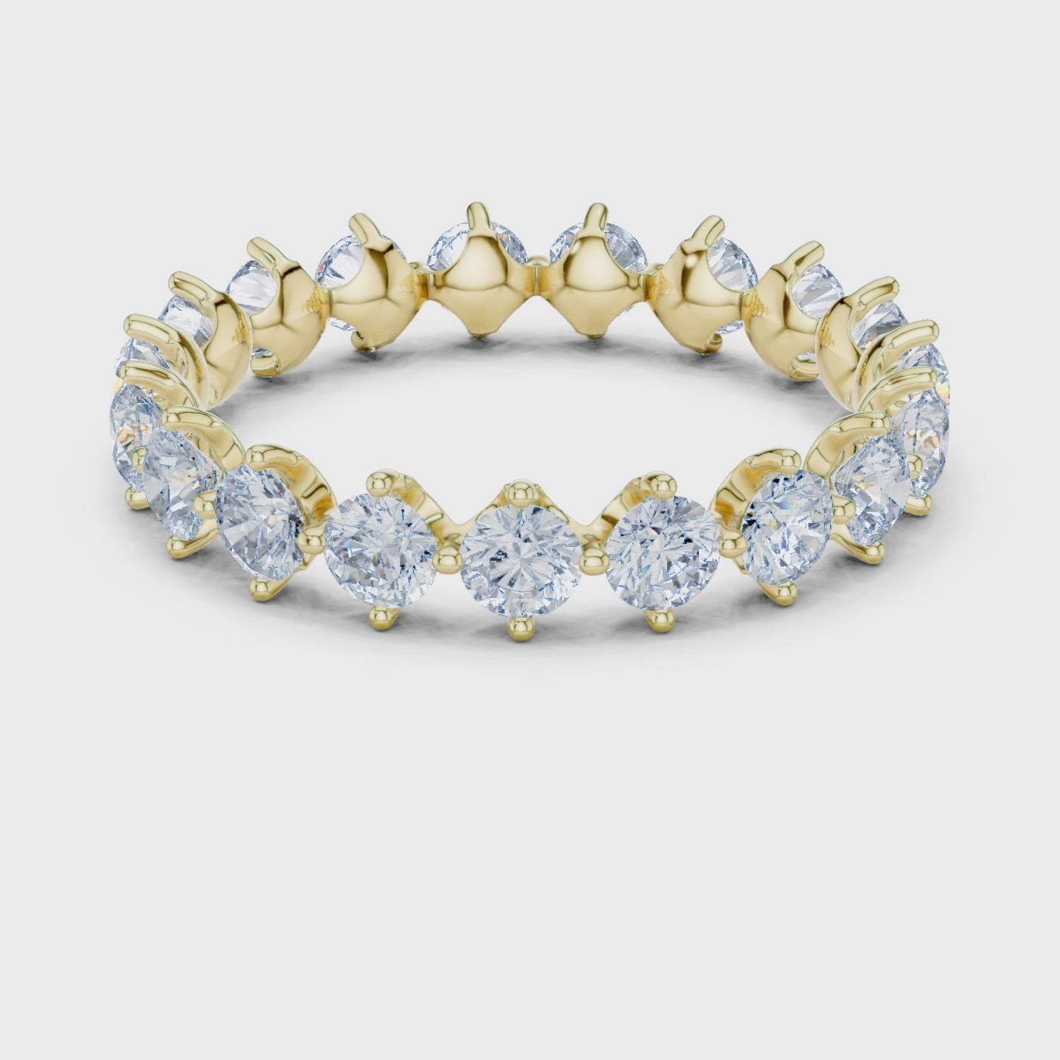 Classic Shared-Prong Round Diamond Eternity Ring in Yellow Gold