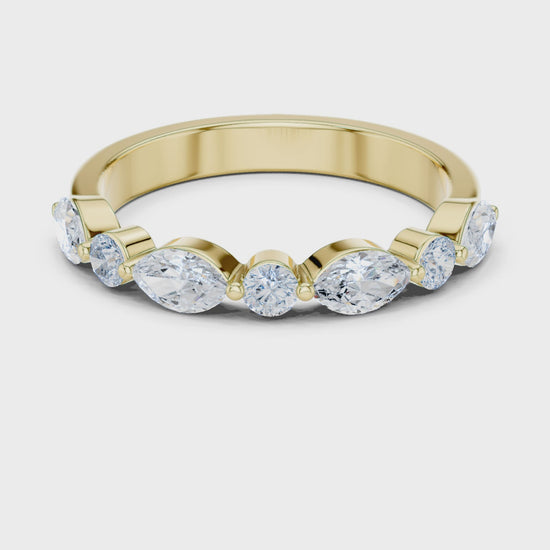 Eden Alternating Marquise & Round Diamond Anniversary Band in Yellow Gold