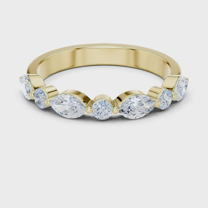 Eden Alternating Marquise & Round Diamond Anniversary Band in Yellow Gold