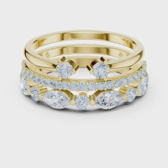 Eden Marquise & Round Diamond Bridal Set in Yellow Gold