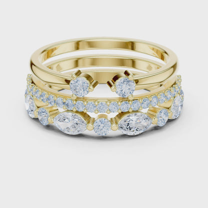 Eden Marquise & Round Diamond Bridal Set in Yellow Gold