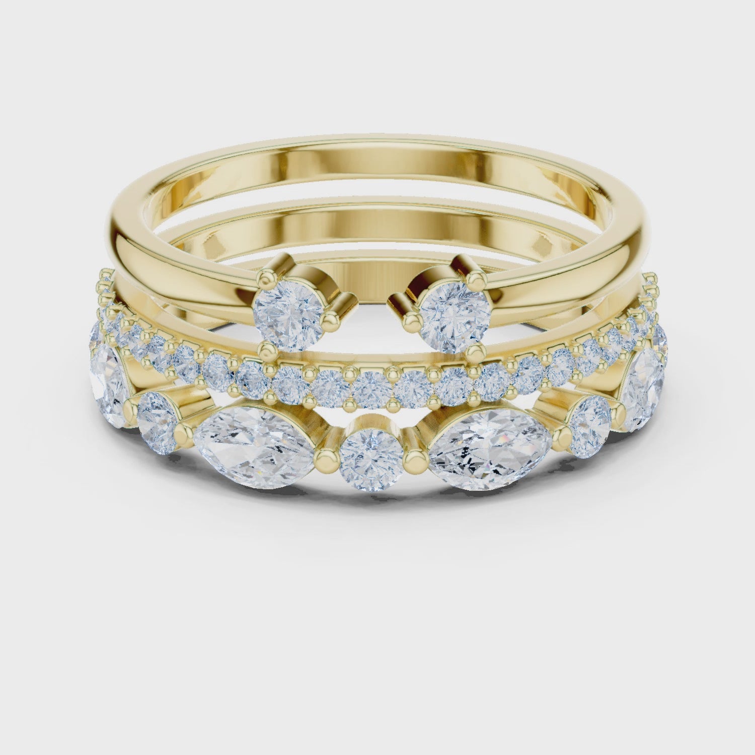 Eden Marquise & Round Diamond Bridal Set in Yellow Gold