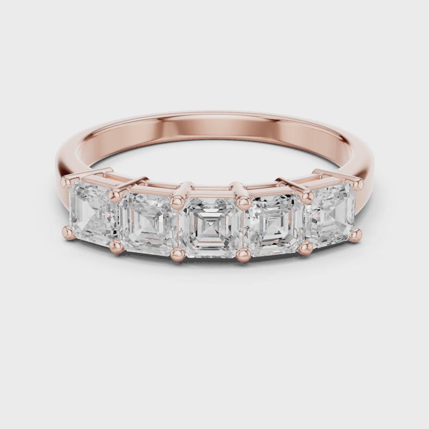 Luna Five-Stone Asscher Diamond Ring in Rose Gold