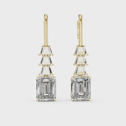 Celeste Emerald Diamond Drop Earrings in Yellow Gold