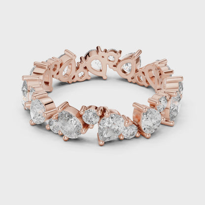 Iris Cluster Pear & Round Diamond Eternity Band in Rose Gold