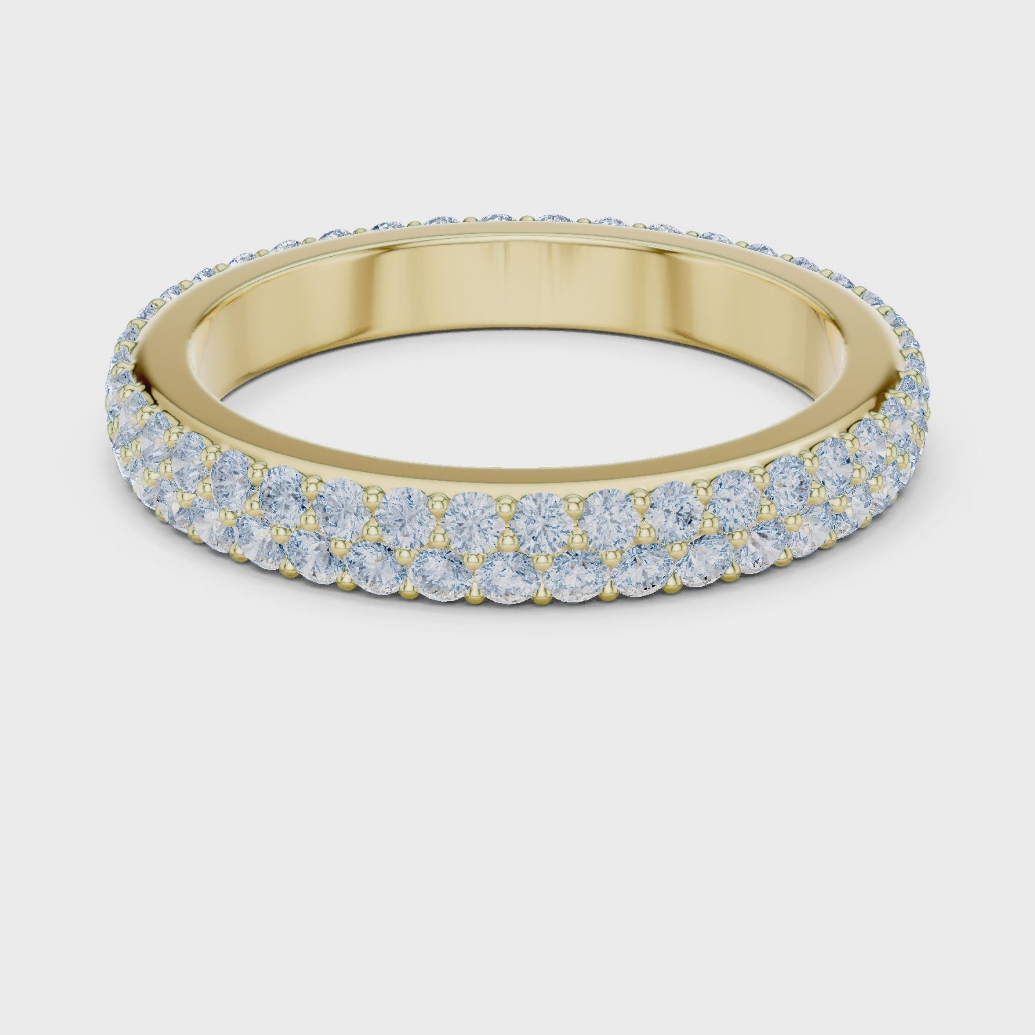 Iris Micropave Round Diamond Eternity Band in Yellow Gold