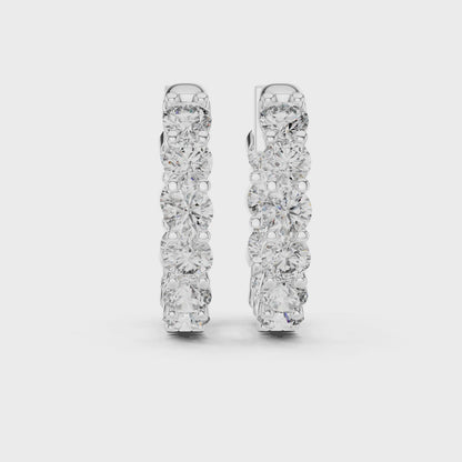 Luna Round Diamond Huggie Hoop Earrings in Silver