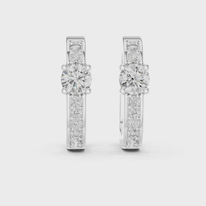 The Luminous Core Round Diamond Hoop Earrings in Silver