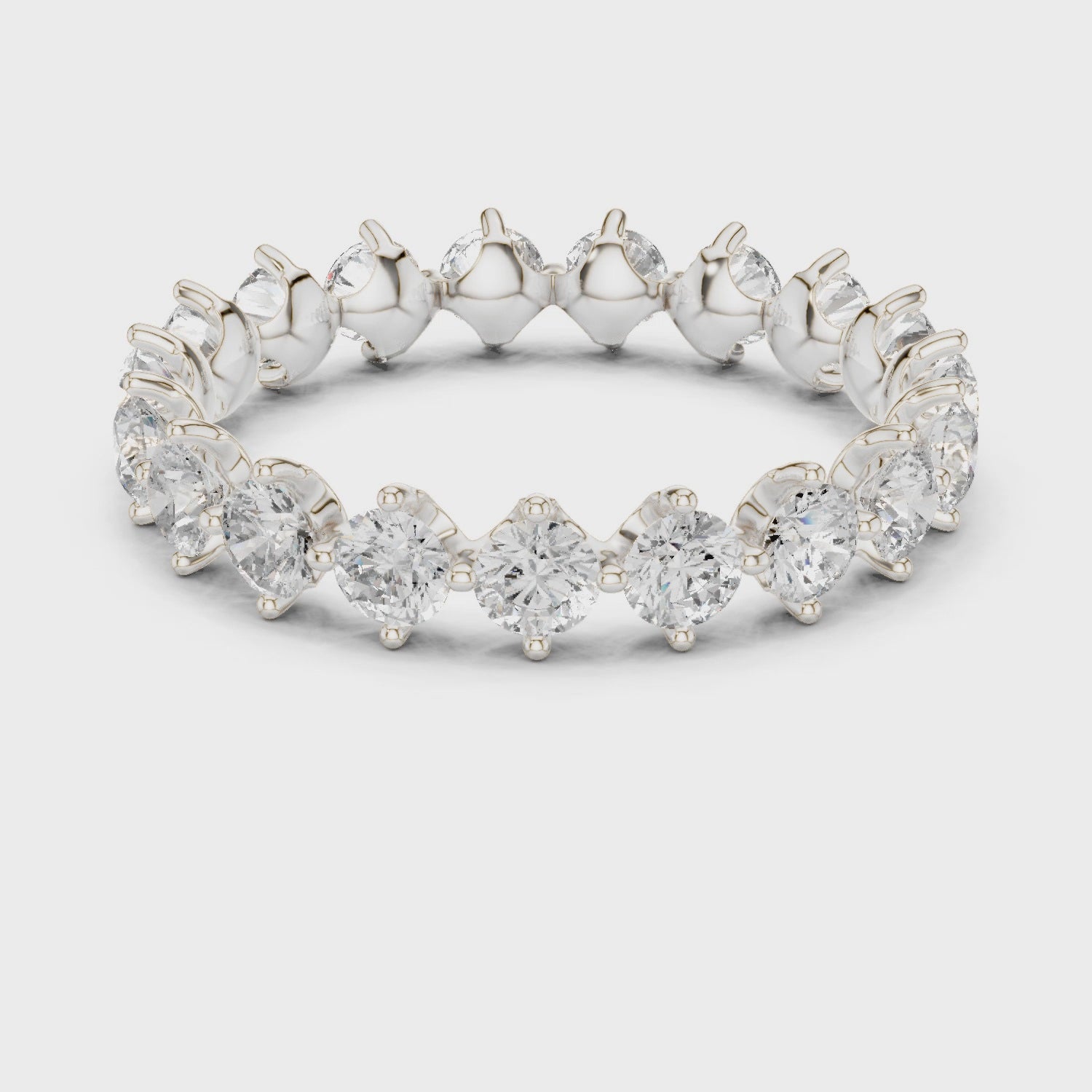 Classic Shared-Prong Round Diamond Eternity Ring in Silver
