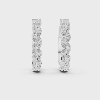 Enchanted Flora Marquise Diamond Hoop Earrings in Silver
