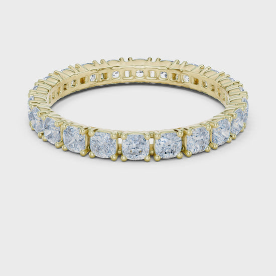 The Crown Cushion Diamond Eternity Band in Yellow Gold