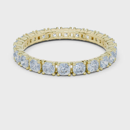 The Crown Cushion Diamond Eternity Band in Yellow Gold
