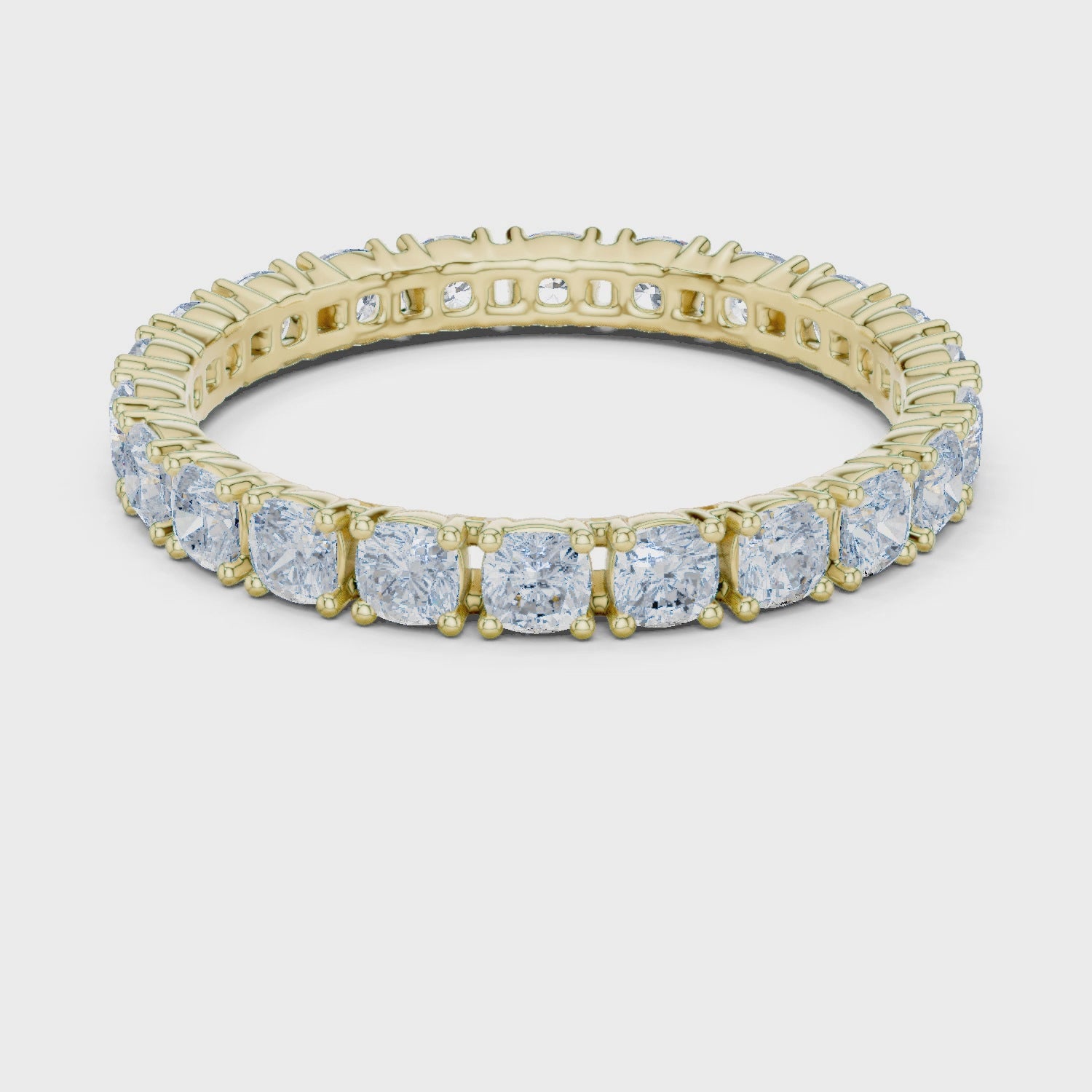 The Crown Cushion Diamond Eternity Band in Yellow Gold
