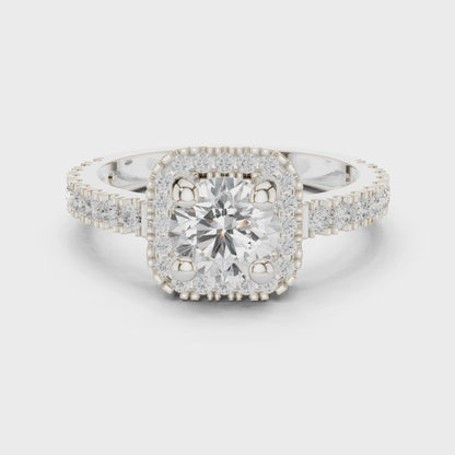 Stella Halo Round Diamond Engagement Ring in Silver