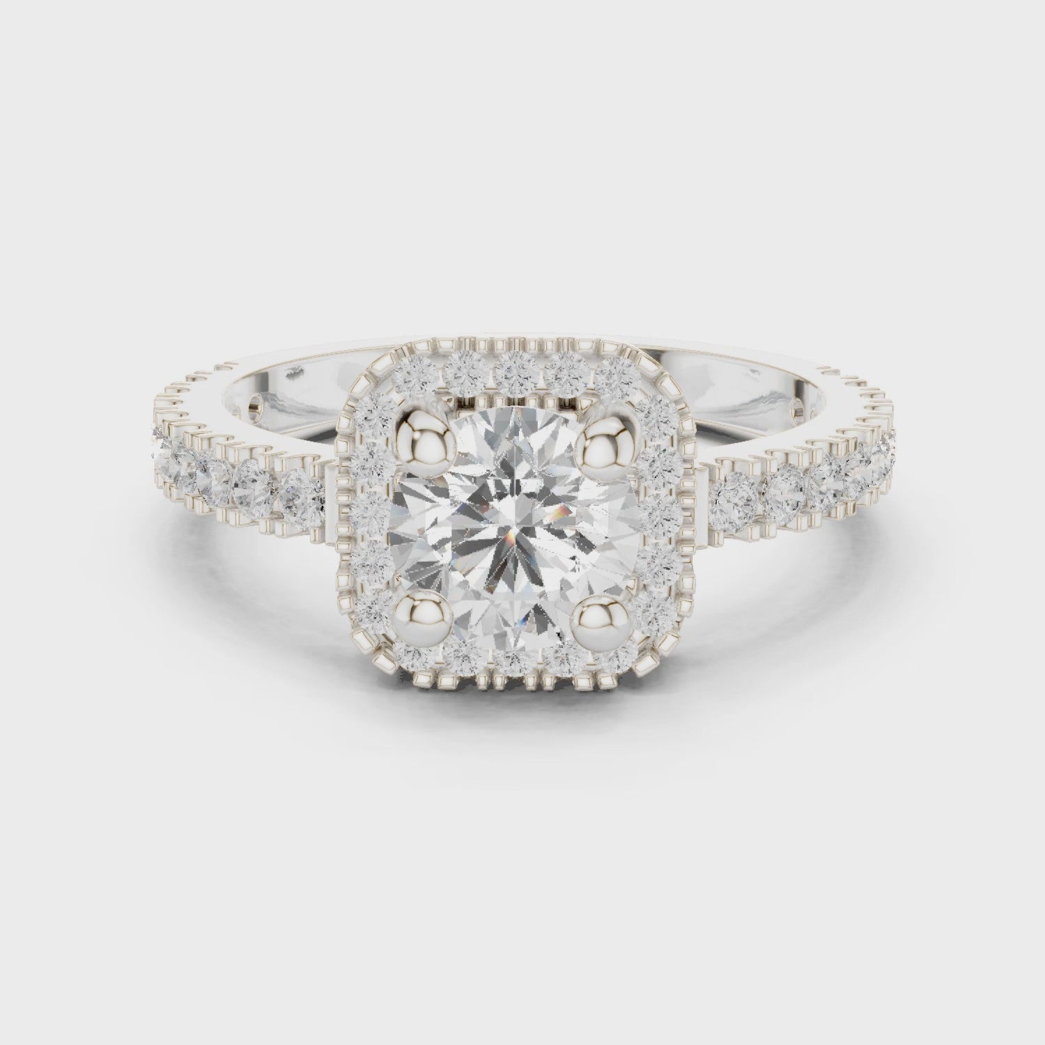 Stella Halo Round Diamond Engagement Ring in Silver