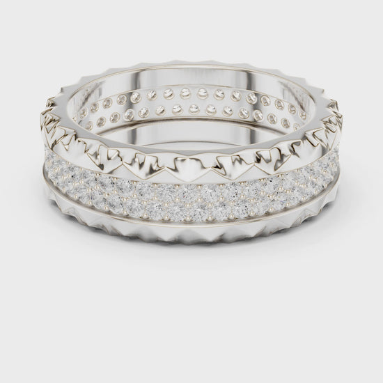 The Sculpted Round Diamond Band in Silver