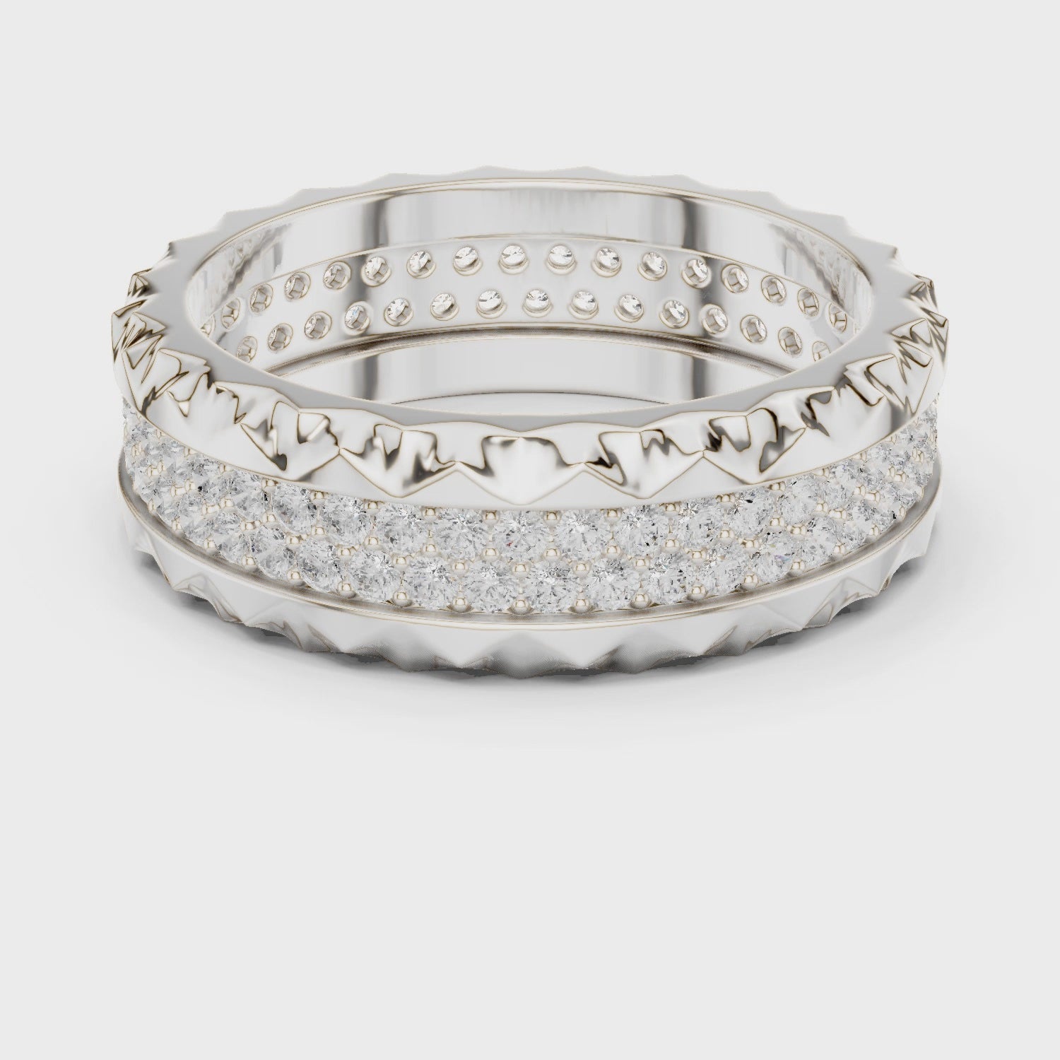 The Sculpted Round Diamond Band in Silver
