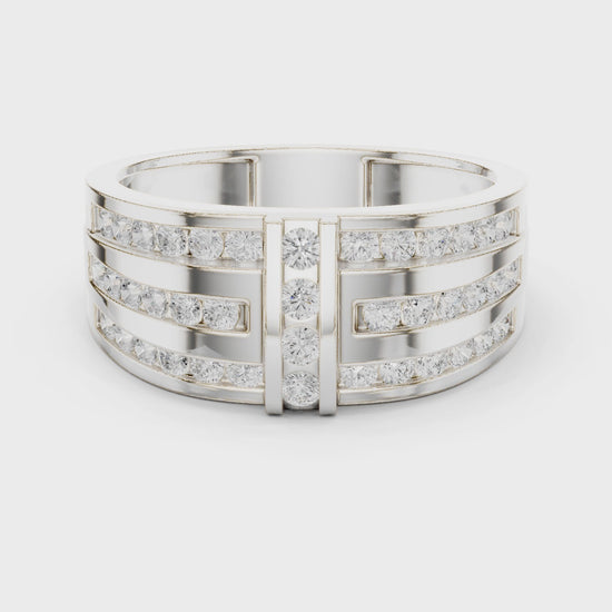 Crest Round Diamond Fashion Ring in Silver
