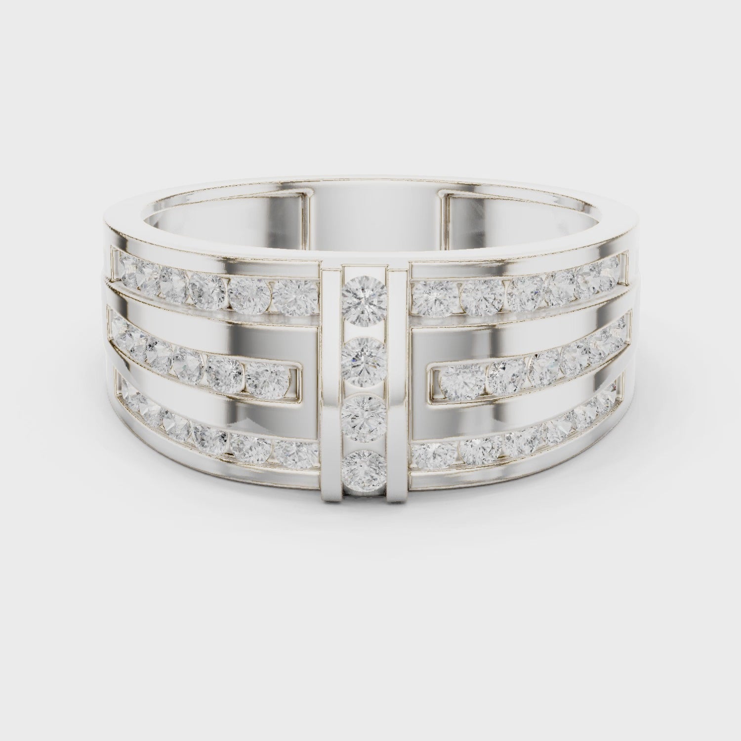 Crest Round Diamond Fashion Ring in Silver