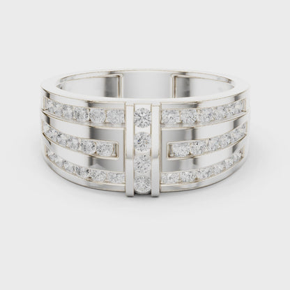 Crest Round Diamond Fashion Ring in Silver
