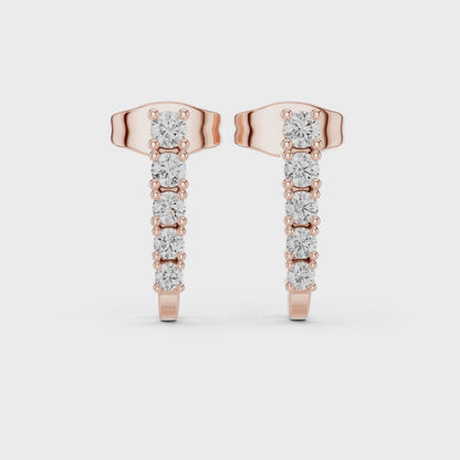 Iris Five-Stone Round Diamond Stud Earrings in Rose Gold